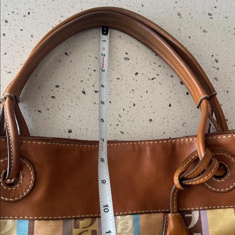 Fossil VINTAGE Textile and Leather Trim Striped Multicolor Shoulder HandBag GUC - Picture 8 of 13